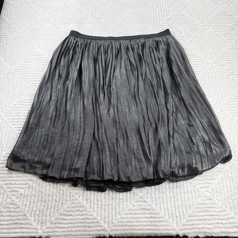 Old Navy Skirt Women XL Black Pleated Midi Metallic Whimsigoth Goth Emo Dark